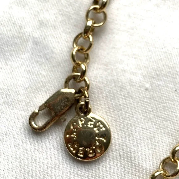 J. Crew Hot Pink Gold Tone Dangle Necklace - Picture 4 of 5